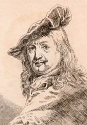 Gerard Dou, ilustração de &39;75 retratos de pintores célebres de originais autênticos &39;, publicado em Londres, 1817
